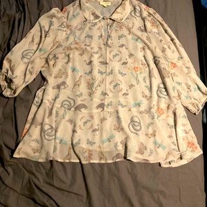 ModCloth Safari Print Plus Size Chiffon Blouse